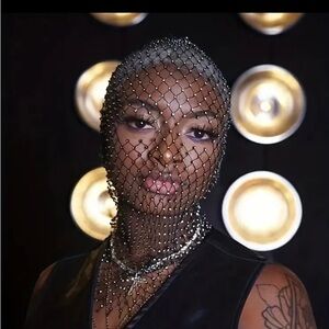 Black Rhinestone Hollow Out Eyes Headpiece